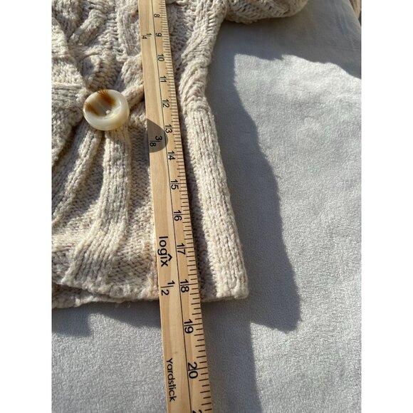 Free People XS Womens Cable Knit Wrap Cardigan Sweater Beige Wool & Acrylic Y2K - Picture 4 of 14